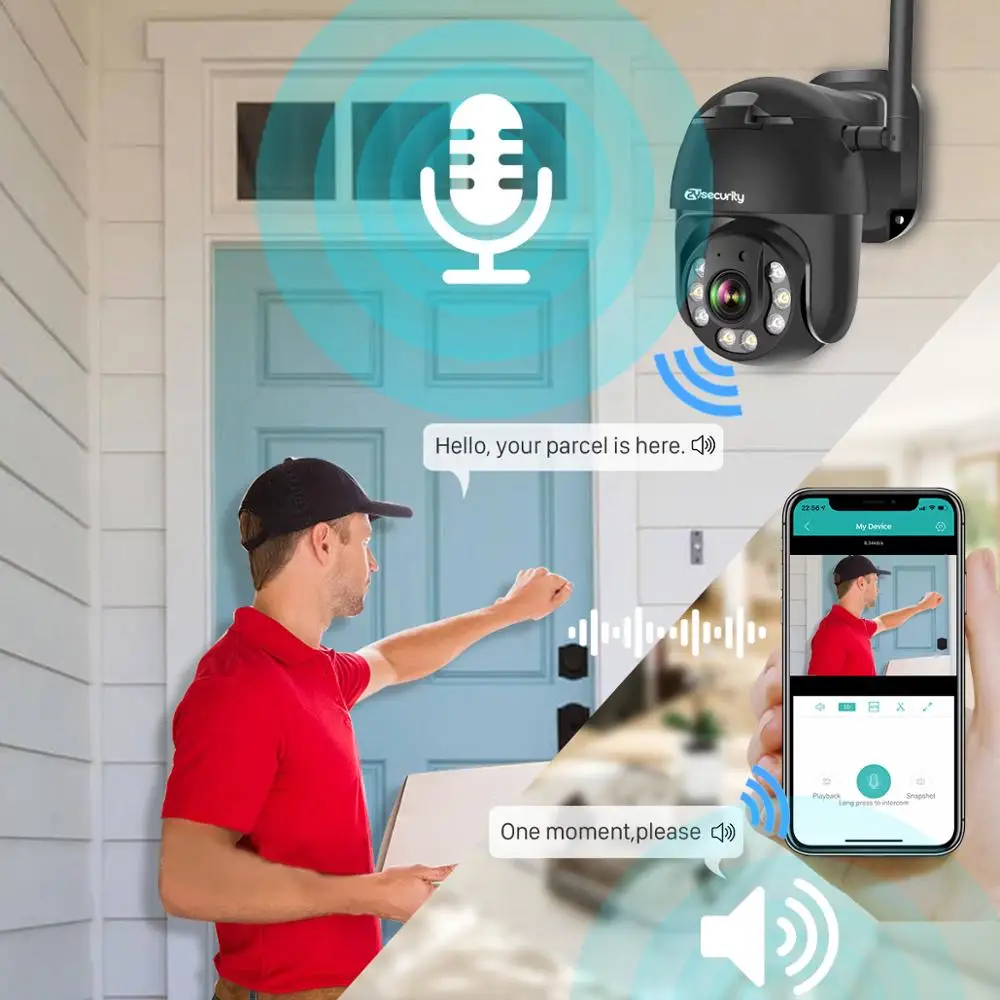 Внешняя камера видеонаблюдения 1080P wi fi IP PTZ 5X оптический зум металлический черный