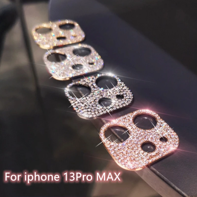 

Bling Diamond Metal Ring Case For iPhone 13Pro Max Camera Lens Screen Protector Cover for iphone 12 12 Pro max 11 Protective Cap