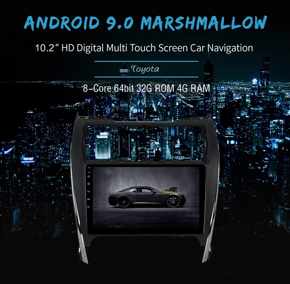 Dasaita 10," Android 9,0 автомобильный gps-плеер для Toyota Camry 2012- США и средневосточная версия с восьмиядерным процессором 4 Гб ОЗУ Авторадио без DVD