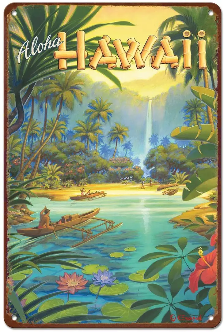 

Островное искусство 8 дюймов x 12 дюймов винтажный Гавайский жестяной знак-Алоха из гавайской компании Kerne Erickson