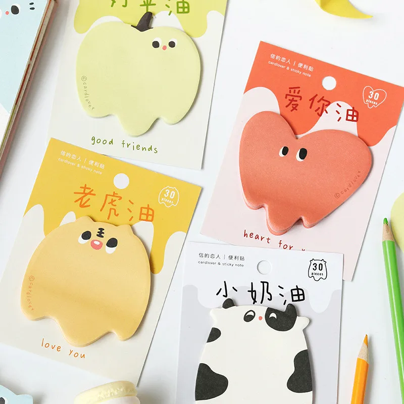 

30 Sheets Cute Animal Cartoon Sticky Notes Self-stick Memo Pad Sets For Reminders Studying Office School Home Supplies