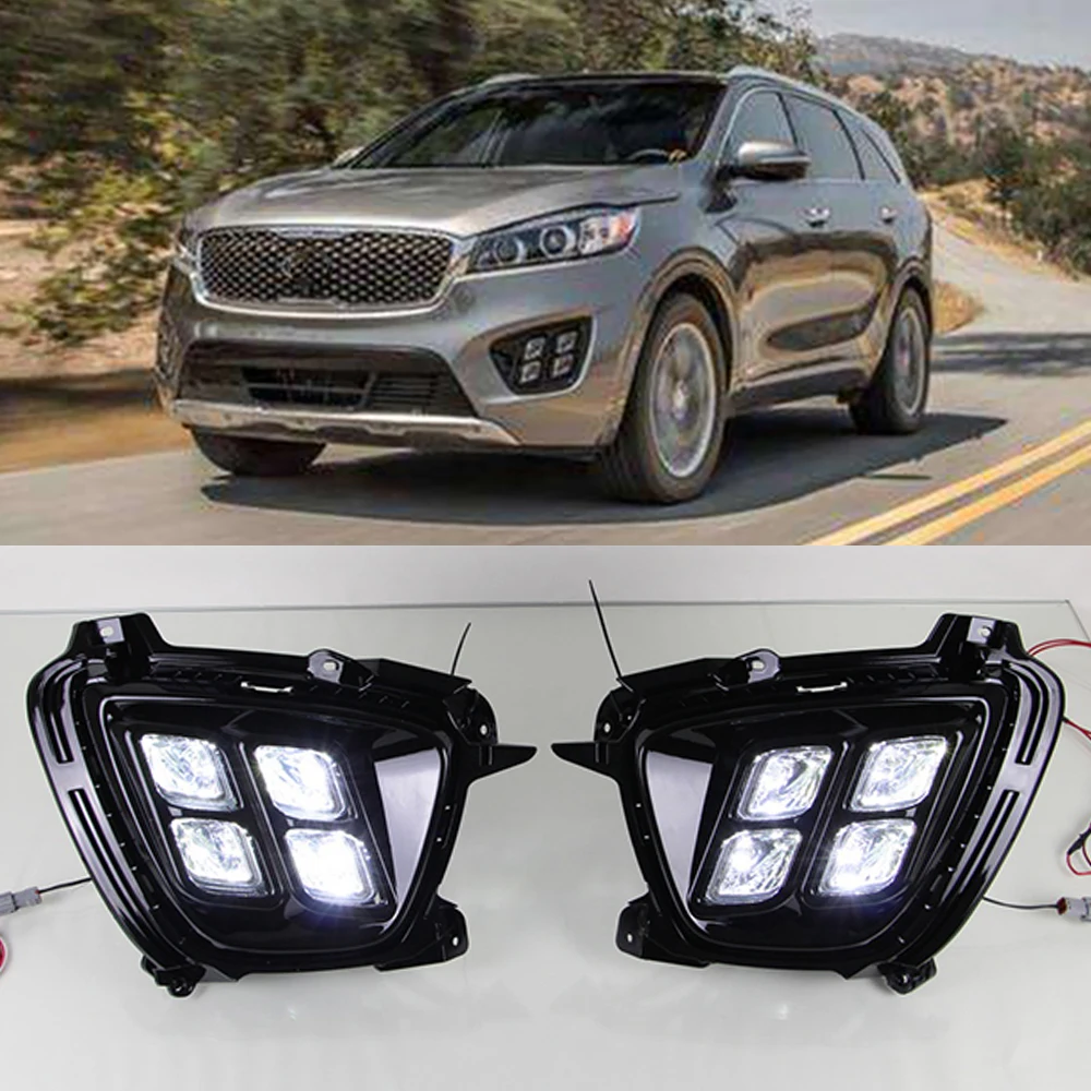Car Flashing 2PCS LED DRL fog lamp Daytime Running light Daylights Daylight For KIA Sorento 2015 2016 2017 |