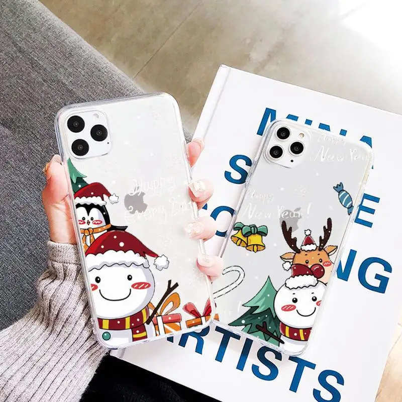 

Merry Christmas new year3 Phone Case Transparent Clear for iPhone 11 12 mini pro XS MAX 7 8 6 6S Plus X 5S SE 2020 XR