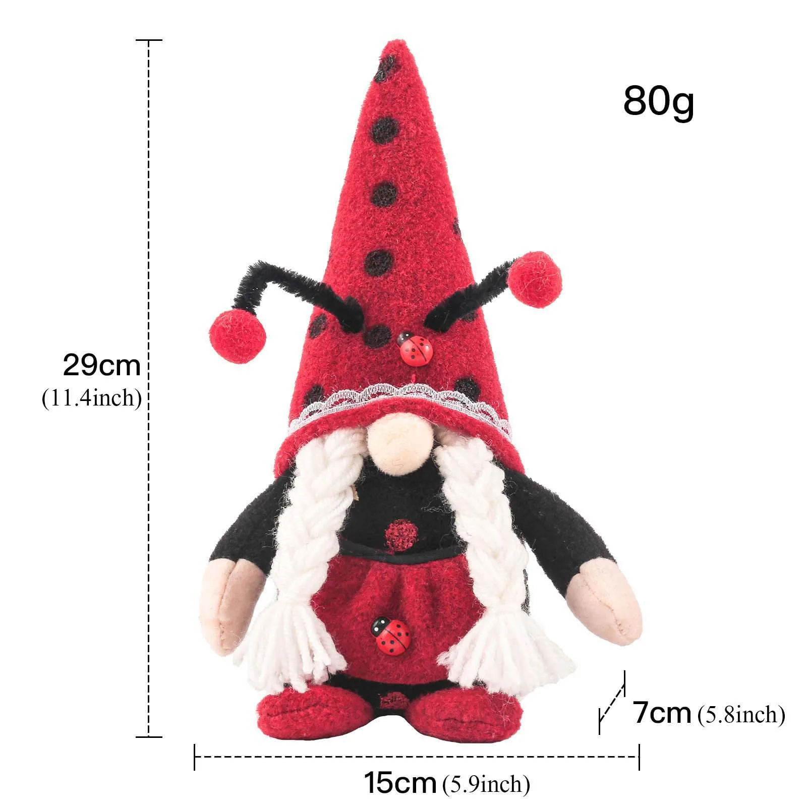 

2pc Red Black Gnome Toys Scandinavian Tomte Nisse Tentacle Hat Elfs Home Decorative Plush Doll Figurines Kawaii Pendant Gifts