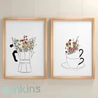 Постер на холсте для кофе, влюбленных, цветов, современные настенные постеры в скандинавском стиле для гостиной, кафе, кухни, домашний декор
