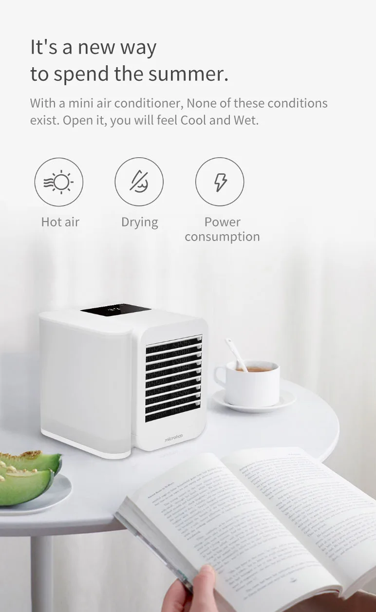 YOUPIN MICROHOO 6 Вт 1000 мл емкость воды мини Кондиционер сенсорный экран 99-СКОРОСТЬ РЕГУЛИРОВКИ энергосбережения синхронизации Вентилятор охлаждения