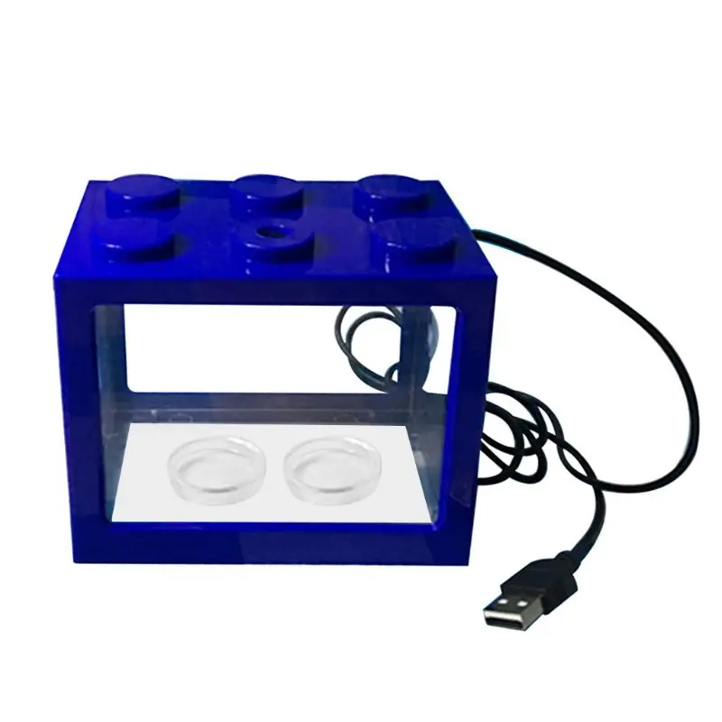 

USB Mini Aquarium Fish Tank with LED Lamp Light Home Office Desktop Decoration D0AC
