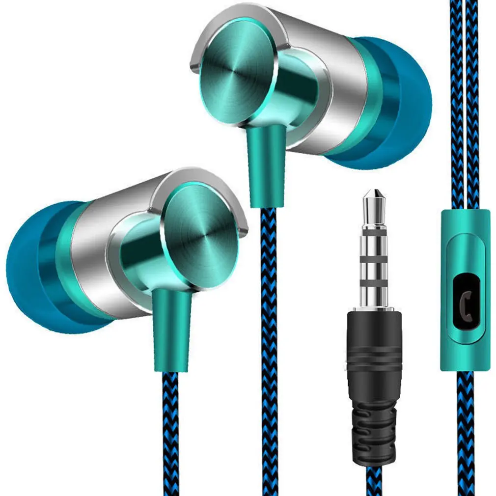 

In-ear Earphones Heavy Bass Nylon Cable Sturdy Tensile Earphones With Microphone Universal Portable Earphone