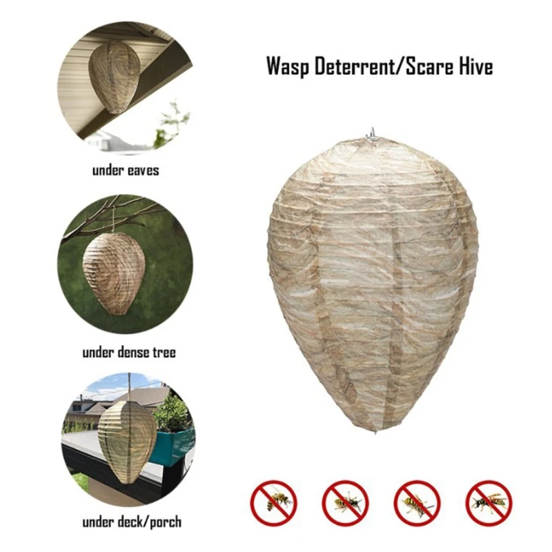 

4 Pack Wasp Nest Decoy Hanging Wasp Deterrent for Wasps Hornets Yellow Jackets M17D