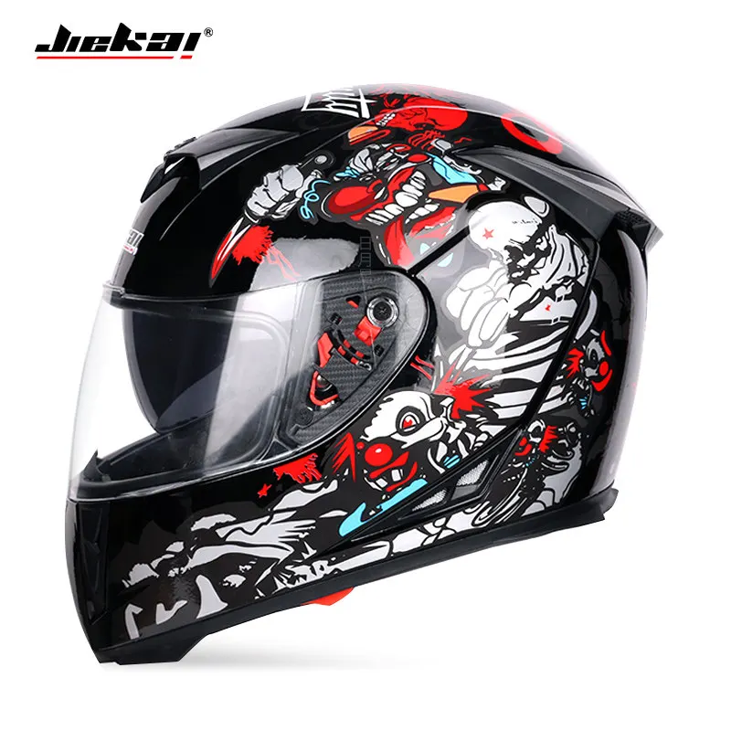 JIEKAI анфас мотоциклетный шлем с двойными линзами Motocicleta ABS для верховой езды Cascos