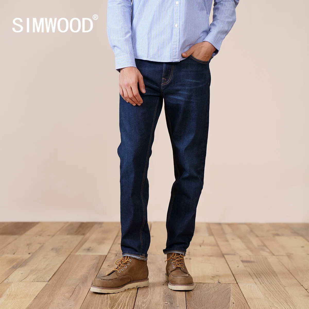 Джинсы SIMWOOD SK130116 мужские зауженные повседневные джинсы из денима размера плюс