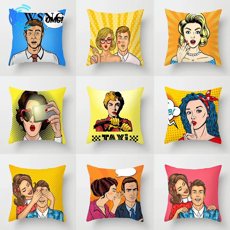 

Fashion Cartoon Characters Pillowcase Sofa Pillow Waist Cushion Cover Home Living Room Decoration 45*45cm