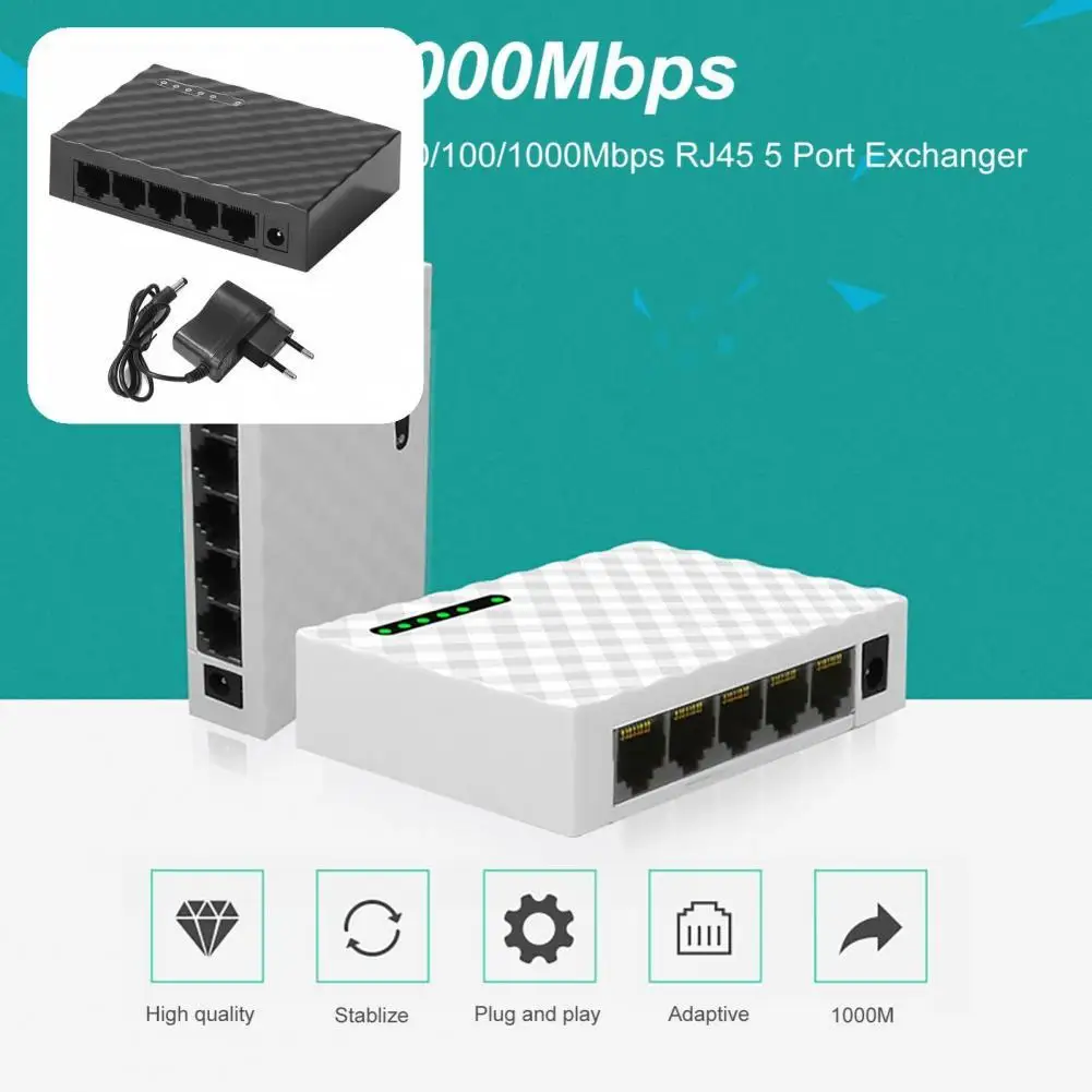 

Solid Color Durable Lightweight Ethernet Hub Stable Output for Video Monitoring