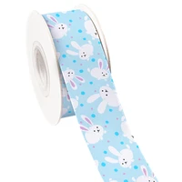 50 yards of colorful bunny easter themed printed grosgrain ribbon for gift wrapping hair bun craft accessories