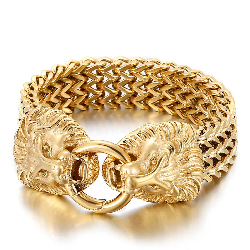 

New listing European and American punk trendy titanium steel creative lion head bracelet