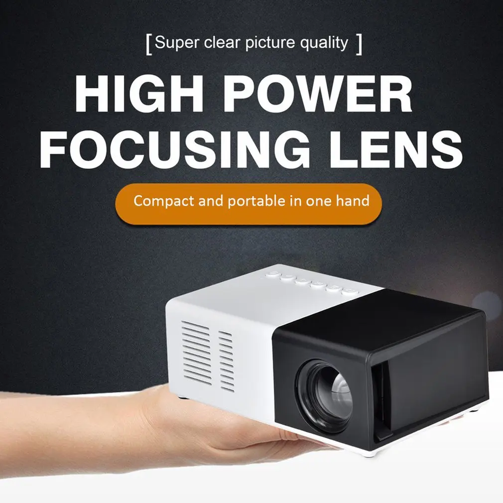 Мини проектор J9 домашний светодиодный высокой четкости с поддержкой AV CVBS HDMI USB