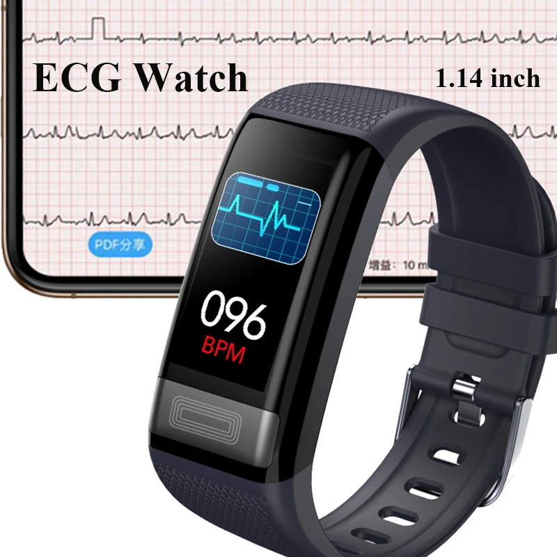 ЭКГ кровяное давление часы водонепроницаемый IP67 умный Браслет 1 14 дюймов браслет