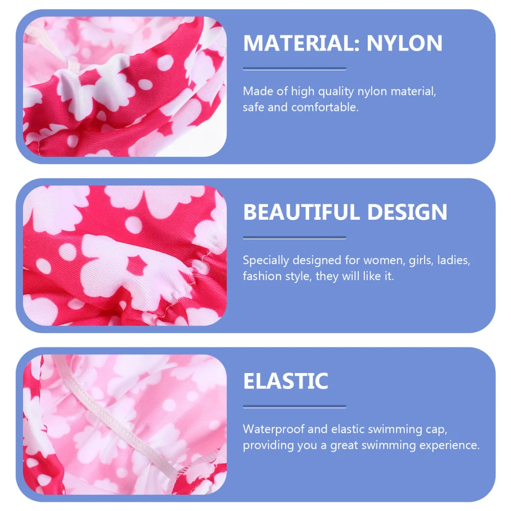 

6pcs Pleated Adorable Swimming Caps Waterproof Elastic Swim Cap (Random Pattern)