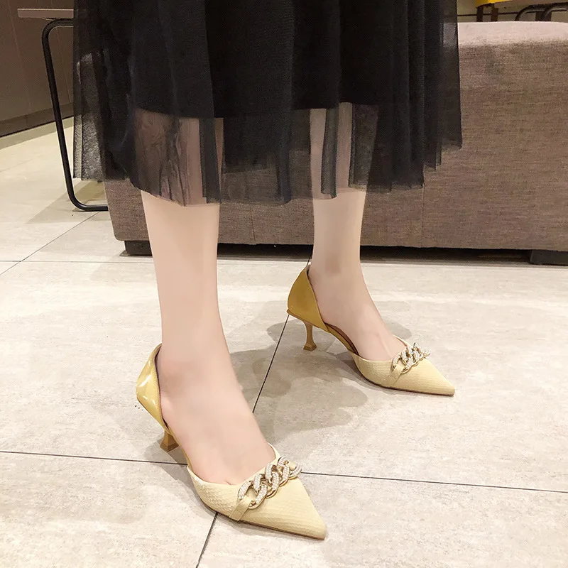 

Casual Women Pumps 2021 Fashion Spring/Summer 7cm Womans Office High Heels Pointed-toe Wedding Heels Sweet Female Party Shoes