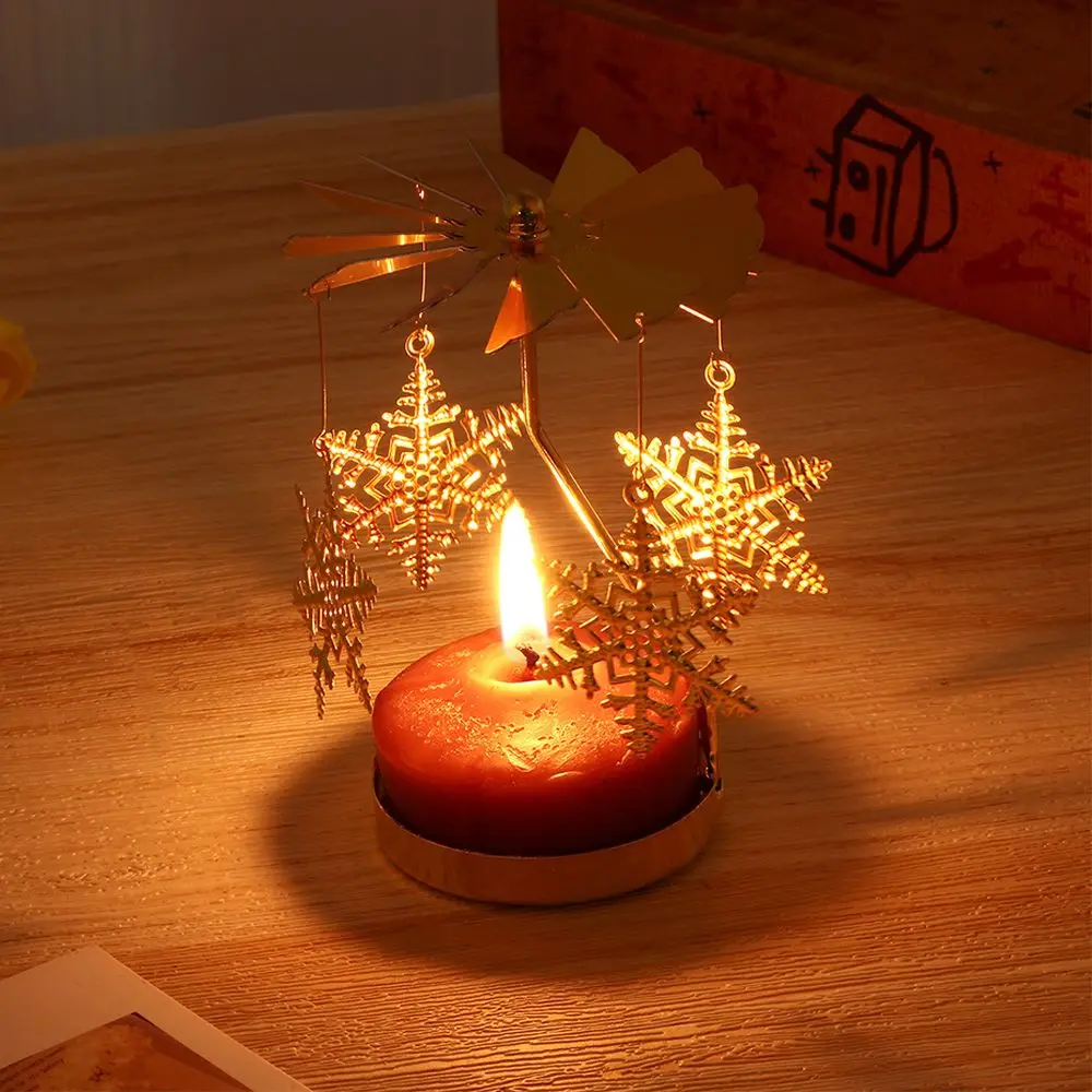 Рождественские подарки в виде снежинки Рождественский вращающийся подсвечник