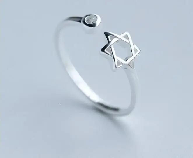 

925-Sterling-Silver Real. Star of David Magen Hebrew Shield Ring | Je Star Symbol &Round CZ Sterling-silver-jewelry J1026