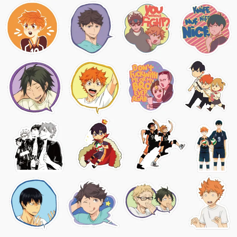 &iexcl;A 10/50 Uds Haikyuu! Pegatinas japonesas de anim&eacute;, pegatina de voleibol para colocar en maleta para port&aacute;til, tel&eacute;fono, nevera, motocicleta y coche-1