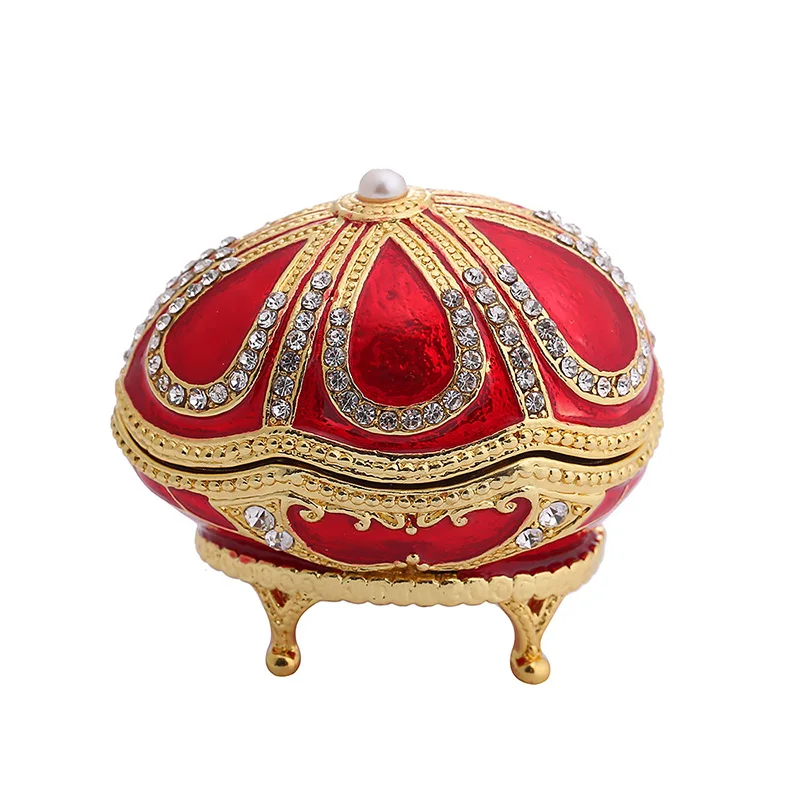 Handmade Enamel Easter Egg Jewel Case Home Furnishing Articles Clamshell Style Jewelry Storage Box
