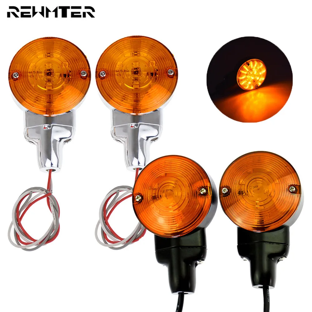 

Motorcycle Black/Chrome Front Flat Turn Signal Indicator Light Metal For Harley Softail Heritage Touring Electra Glide