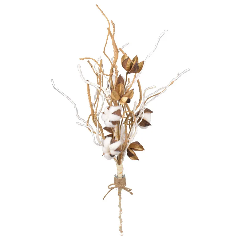 

4Balls per Stem Cotton Flower Dried Cotton Stems Farmhouse Naturally Artificial Flower Picks Natural Cotton Balls reed pampas