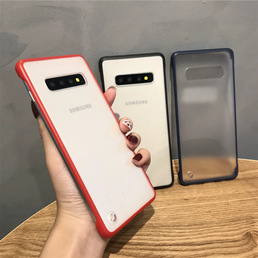 Безрамный бампер для Samsung Galaxy S10 Plus S9 однотонный чехол из поликарбоната + ТПУ
