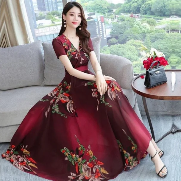 Платье в богемном стиле лето 2020 Новое поступление длинное шифоновое платье с