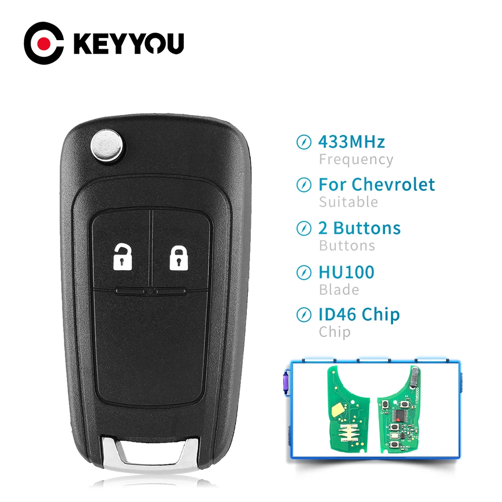 Автомобильный Транспондер KEYYOU ID46 чип 433 МГц 2 кнопки пульт дистанционного