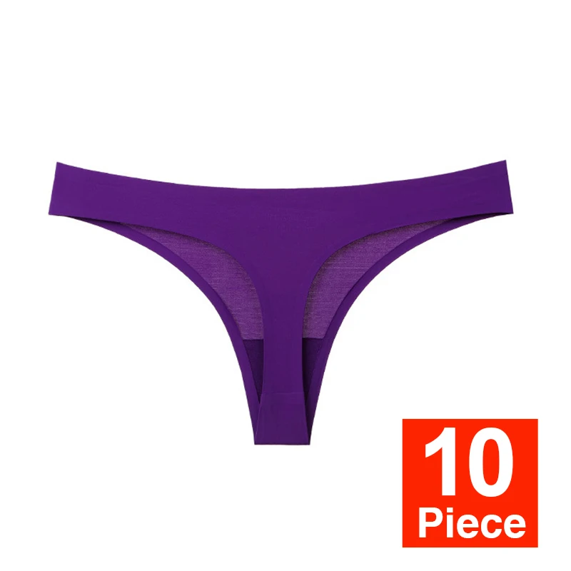 H 10pcs 10 шт., сексуальные шелковые трусики-стринги, трусы для женщин, бесшовные стринги с низкой талией, хлопковые трусы с леопардовым принтом, нижнее белье для женщин# D - Цвет: H 10pcs