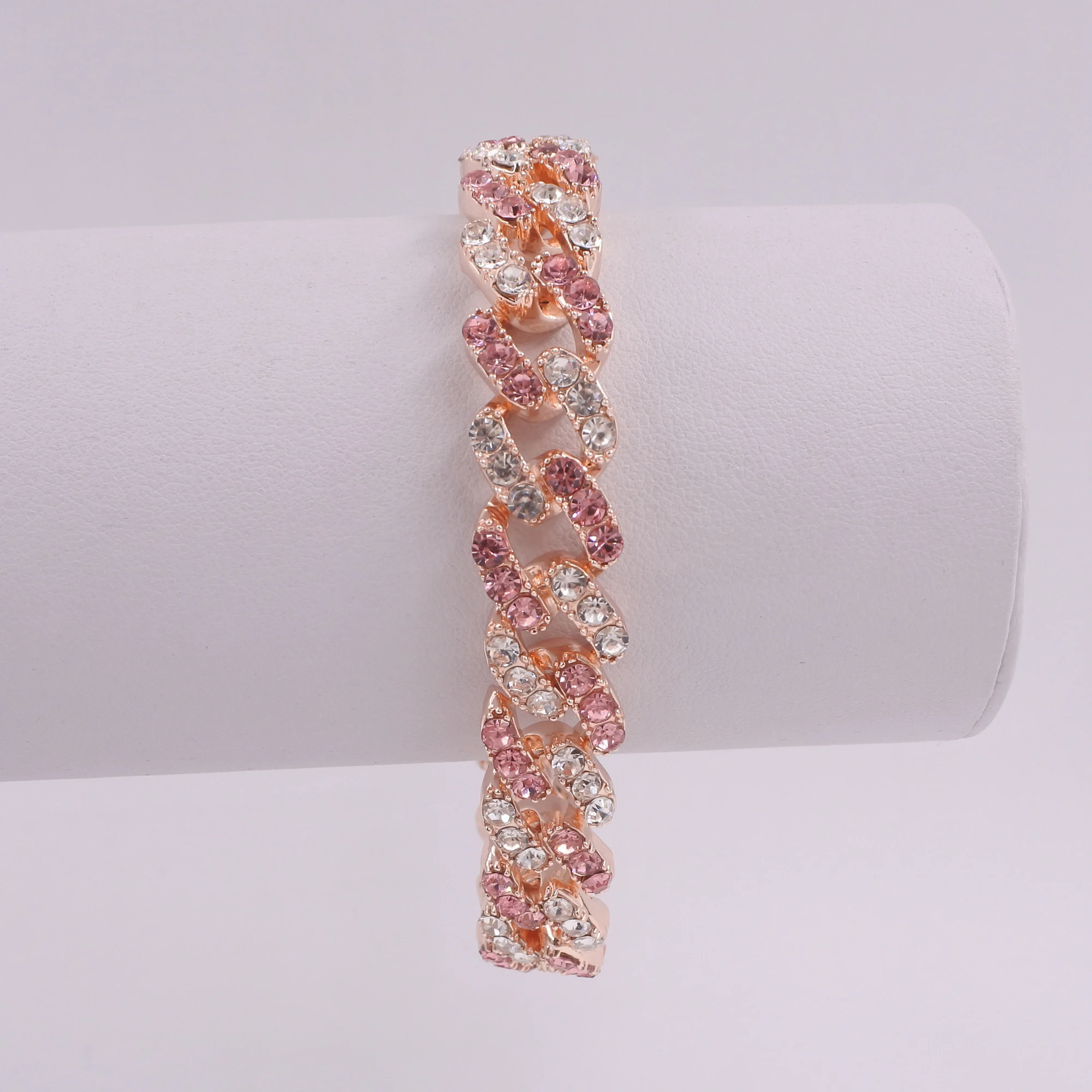 Колье с розовым кристаллом в виде пузырьков из розового золота Майами кубинское