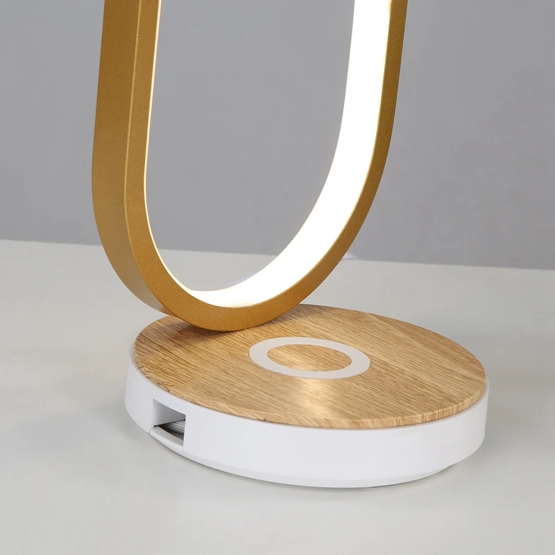 

Wireless Fast Charger Table Lamp Multifunctional Contact Eye Protection Lamp Charge Bedside Lamp US Plug
