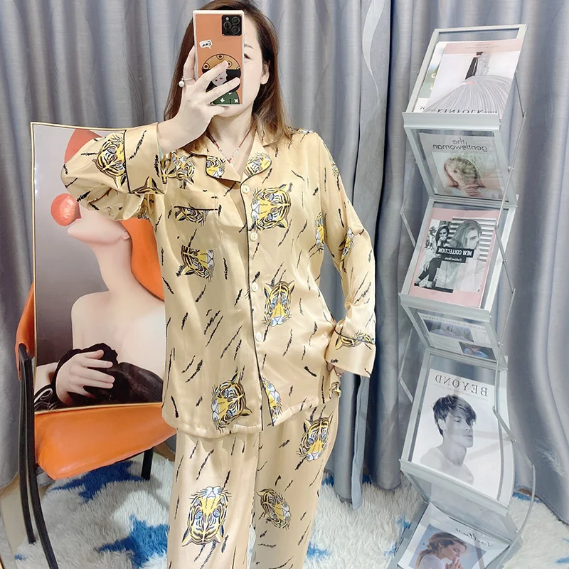 

Пижама для пар с единорогом, Осень-зима, брюки с длинным рукавом, Шелковый мультяшный кардиган, пижама большого размера, пижама в виде единор...