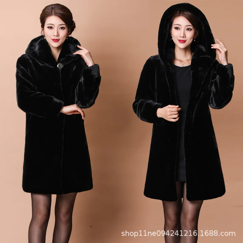 Real Mink Coat Hooded Women Natural Fur Mink Long Coats Winter Jacket With Hood 2021 Fashion Long Sleeve Fur Mink Coat Big Size