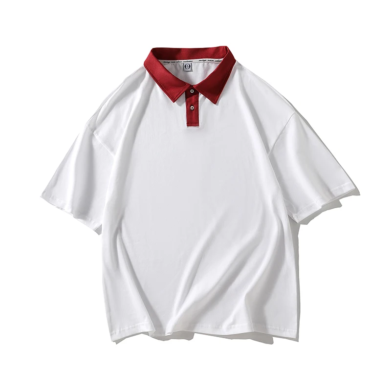 

Men Short Sleeve Collar Contrast Color Polo Drop Shoulder New Clothing Summer Streetwear Casual Fashion Tops Oversize Polo Shirt