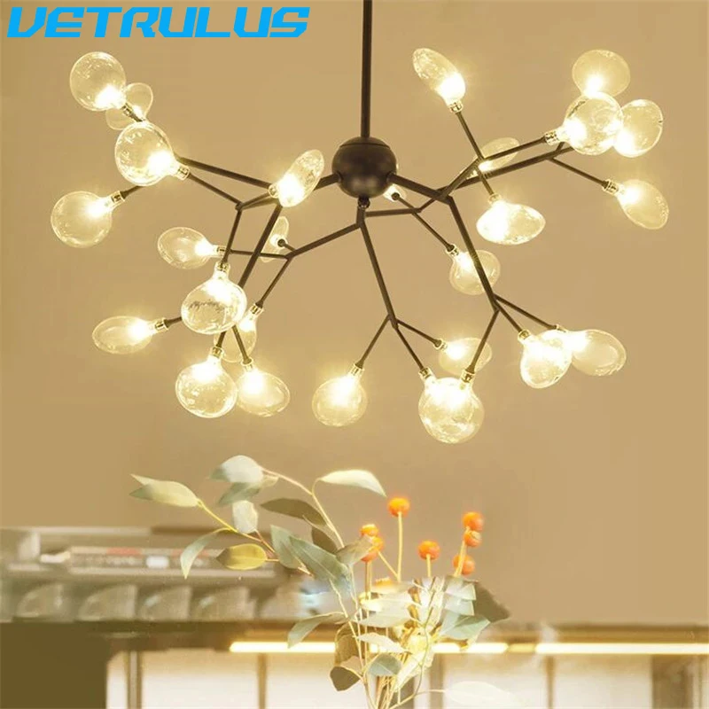 Modern LED Firefly Chandelier Ceiling Light Stylish Pendant Lamp Living Room Lustre Salon Art Decor Luminaire Hanging Fixtures