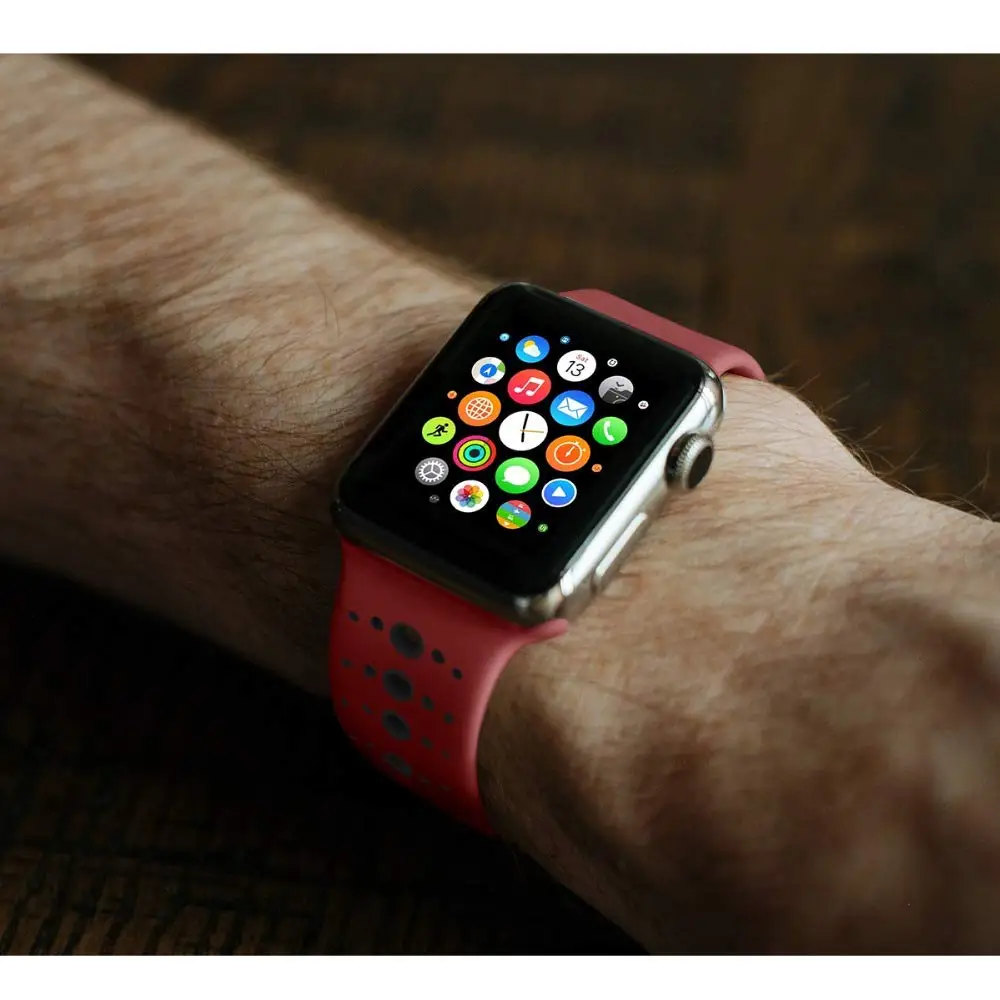 Силиконовый ремешок для apple watch 5 ремешок 44 мм 40 мм iWatch 38 мм 42 мм пористый спортивный ремешок для часов Браслет apple watch 4 3 2 1 38 40