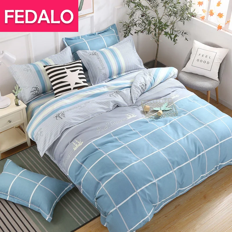 

Four-piece bedding thickened twill sanding simple and fresh bed sheet quilt cover three-piece dormitory
