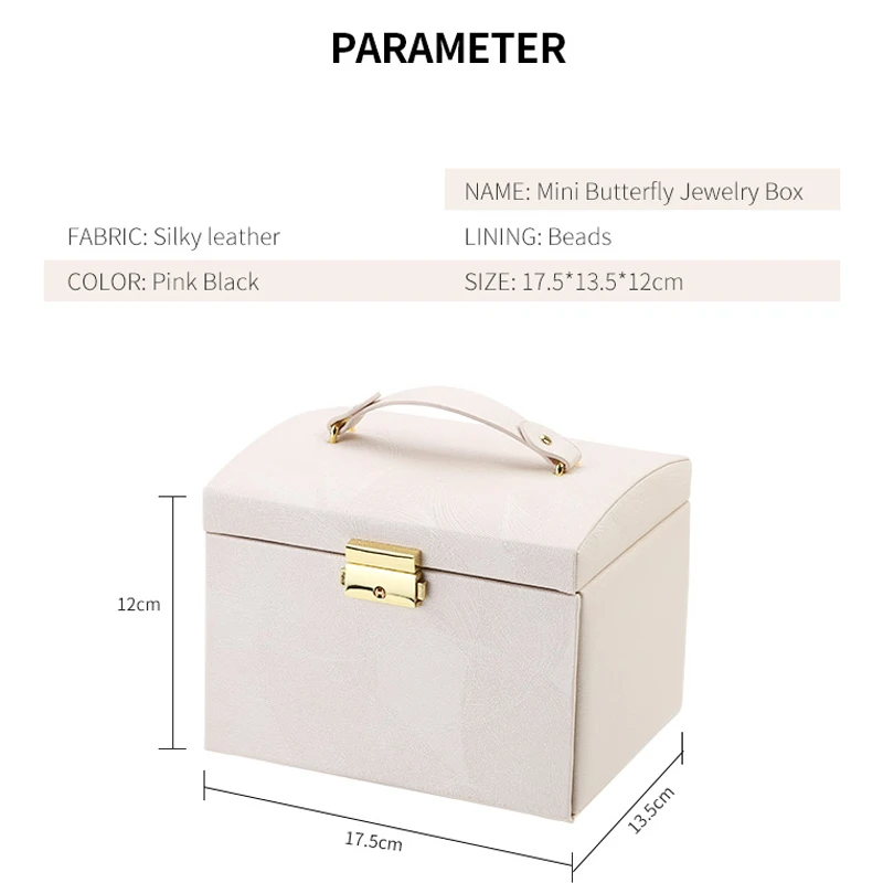 

High Quality Jewelry Box Large Capacity Leather Storage Jewelry Box Earring Ring Necklace with Mirror Watch Jewelry Organizer