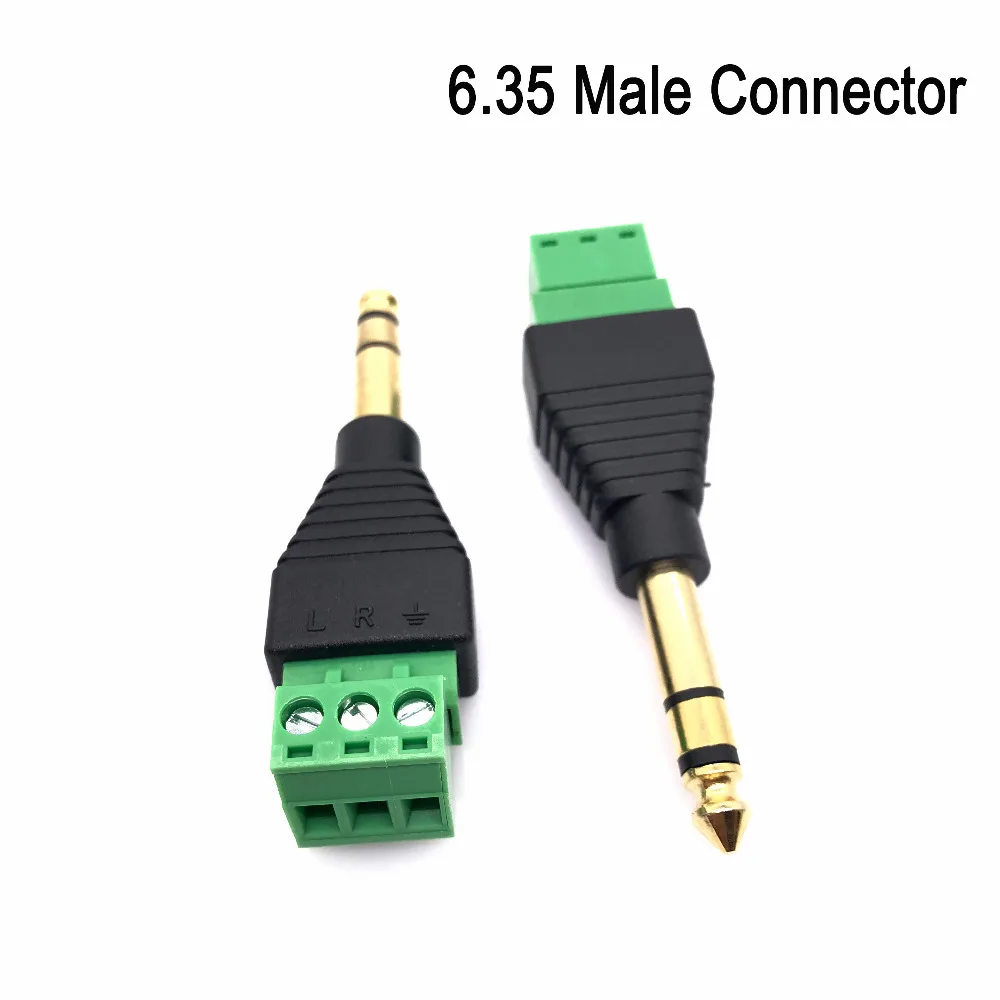 Позолоченный 6 35 мм 1/4 &quotстерео Мужской Видео Аудио балун чтобы Винтовые клеммы 3