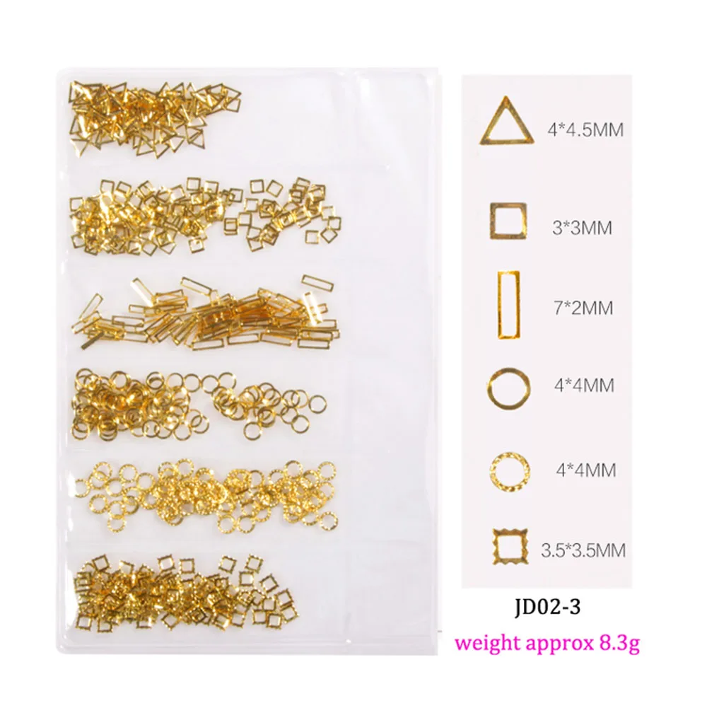 6 Grid/Pack Mixed Size 3D DIY Hollow Metal Frames Nail Art Decorations 3-9mm Gold Silver Rivets Manicure Accessories Decor | Красота и