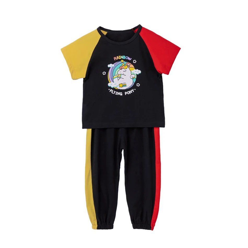 

Unicorn Kids boys Clothes Sets 2PCS Short Sleeve T-Shirt + Long Pants Print Elastic Leggings Boys Girls Summer Clothes 2021