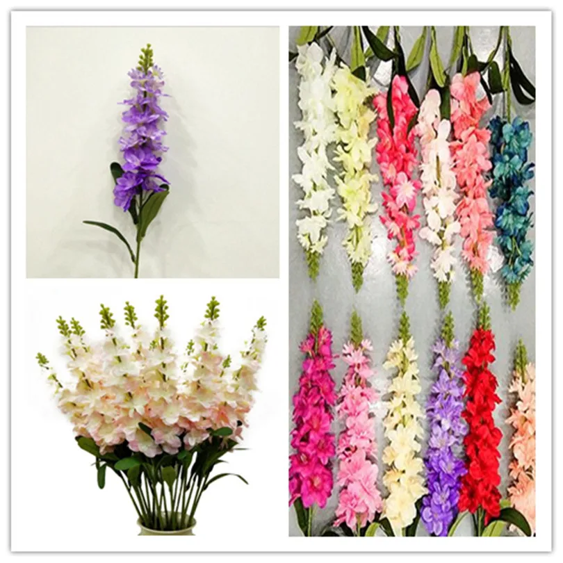 10 шт. поддельный Дельфиниум имитация Larkspur Шелковый фиолетовый цветок гиацинт 90