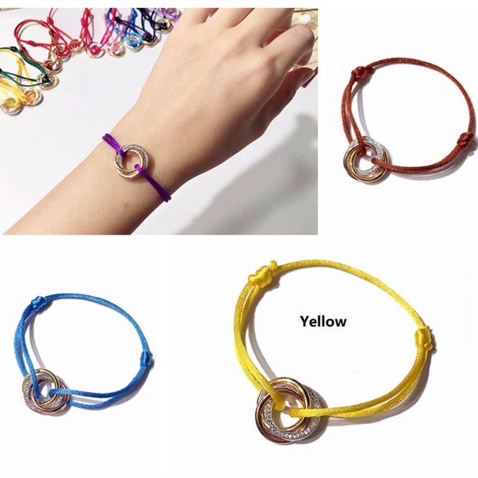 Трехцветный Круглый браслет ручной работы из циркония и нержавеющей стали для