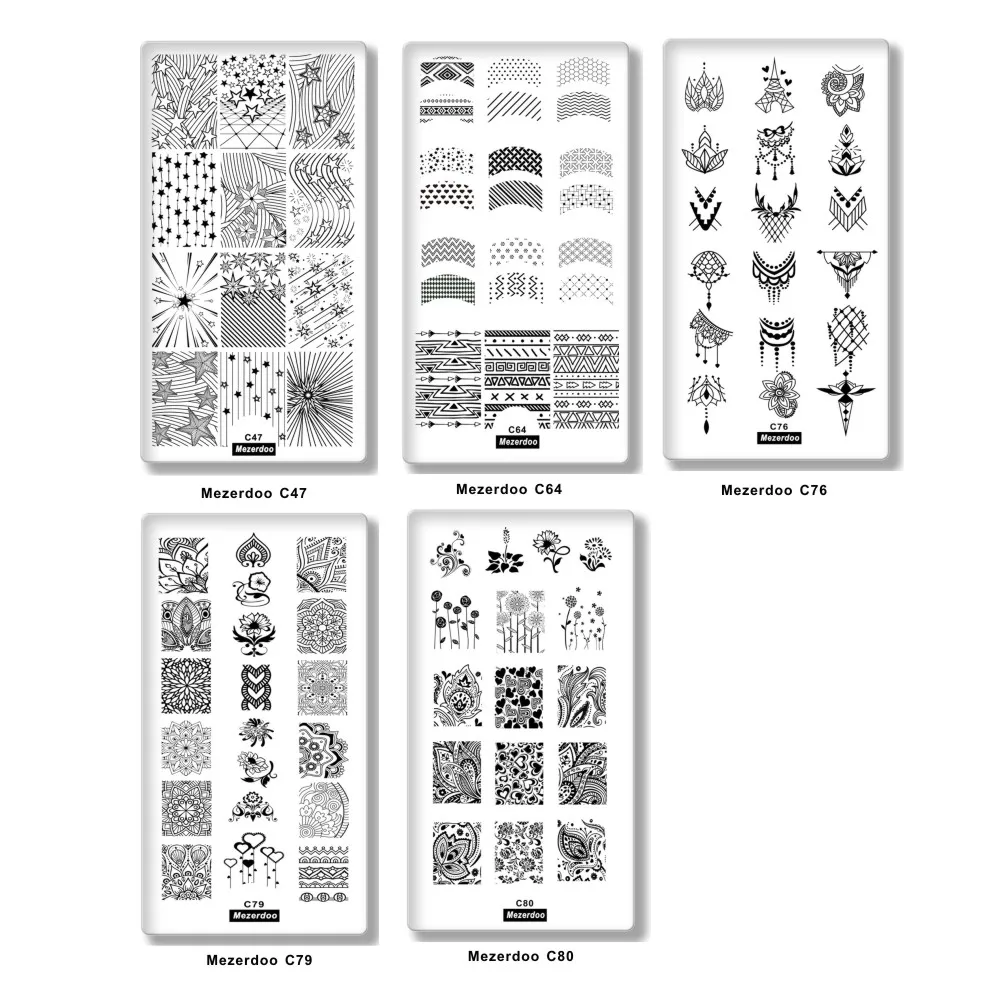 5 шт. пластины для стемпинга ногтей с рисунком цветов и башни + 1 Радуга | Красота