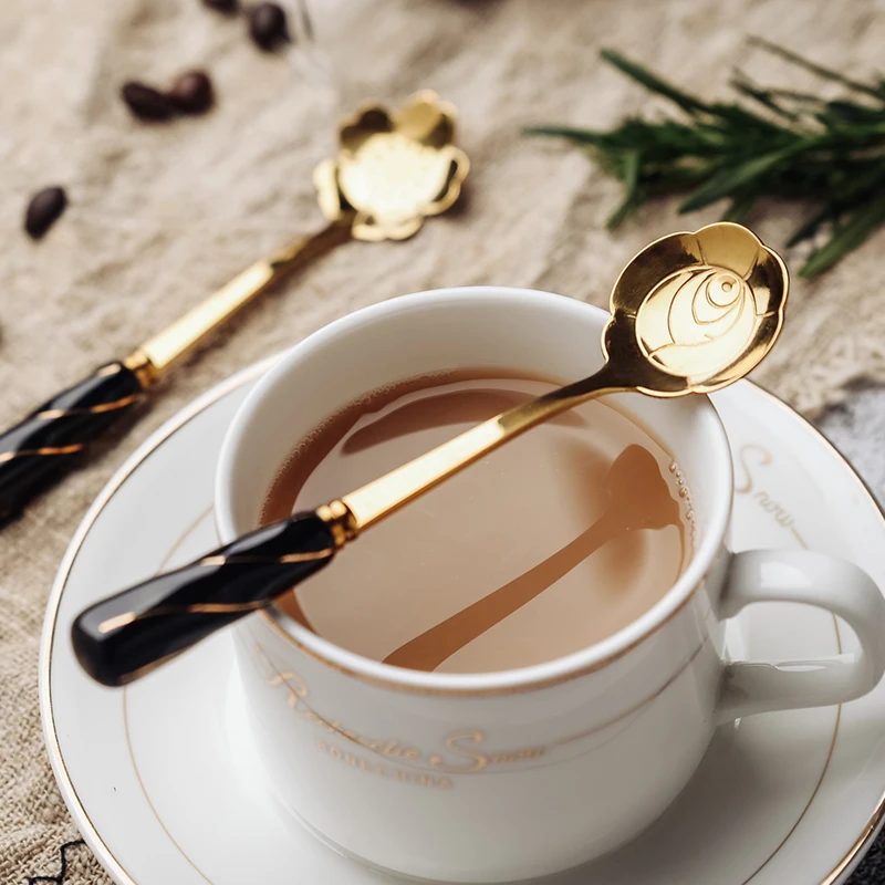 Кофейная ложка из нержавеющей стали керамическая ручка чайная для перемешивания