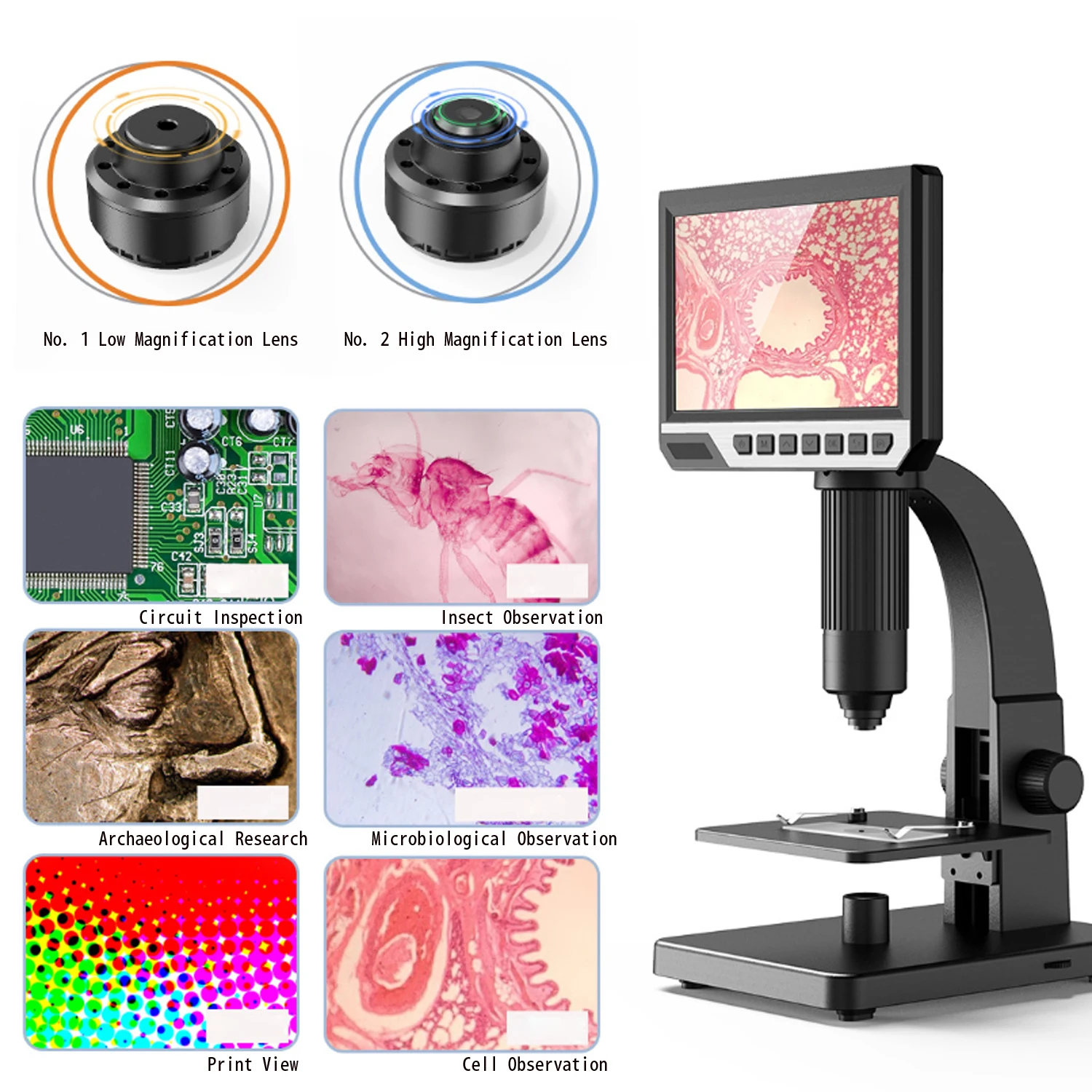 1 предмет Новинка 7-дюймовый большой Экран микроскоп микроорганизмов наблюдения